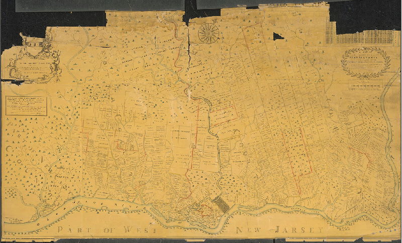 , Fac-simile of Holmes-map of the province of Pennsylvania: with the names of the original purchasers from William Penn, begun in 1681.