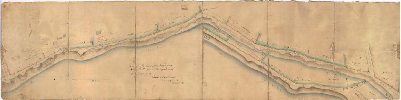 Plan, Survey of the road on the bank of the Schuylkill [River] from the Passyunk road to Gallows Lane. Thomas S. Stewart, Engin. Scale of 60 ft. to the inch. Septm. 13th 1840.