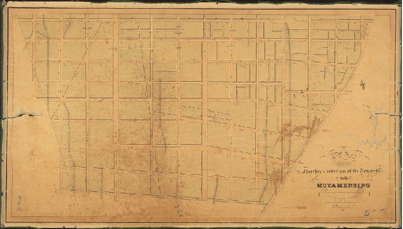 Plan, Plan of the Northern Division of the Township of Moyamensing exhibiting the regulated heights of the streets as determined by E. H. Gill and J. C. Trautwine, Civil Engineers. In accordance with the resolution of a committee appointed by the Board of Commissioners for that purpose dated Jany. 21st 1834.