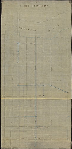 Plan, Third District [Tracing based on Reading Howell's Third District plan, 009-01_HP, focusing on sewers]