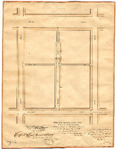 Plan, Plan of the regulation of Letitia Street in the City of Philadelphia made in pursuance of a resolution of Councils passed the 8th day of May A.D. 1856. by Joseph H. Siddall, surveyor and regulator of the 5th District. May 17th, 1856 … November 23rd 1857, confirmed by Court.