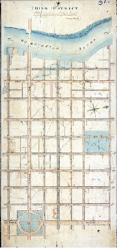 Plan (alternate image), Third District. In obedience to an ordinance dated May 1804, surveyed, leveled, and adjusted that part of the City Plat comprehended within this draft. Reading Howell.