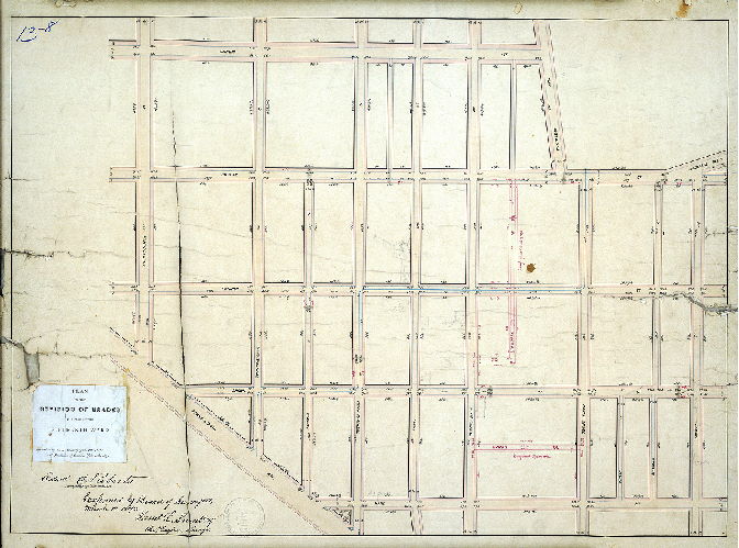 Plan (alternate image), Plan of the revision of grades in a part of the Fifteenth Ward authorized by Act of Assembly June 26, 1871 and resolution of Councils July 11, 1871 [Confirmed by Board of Surveyors March 18, 1872]