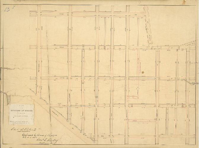 Plan, Plan of the revision of grades in a part of the Fifteenth Ward authorized by Act of Assembly June 26, 1871 and resolution of Councils July 11, 1871 [Confirmed by Board of Surveyors March 18, 1872]