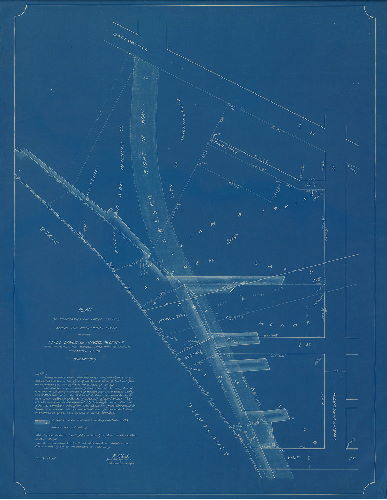Plan, Plan of properties and water fronts along the Schuylkill River showing title lines of Irvine and Carty, former and revised Port Wardens Lines, Wharves, Docks, etc., Fifteenth Ward, Philadelphia