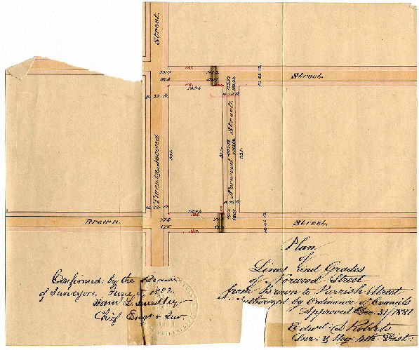 Plan, Plan of lines and grades of Norwood Street from Brown to Parrish Street [Ordinance Dec. 31, 1881; confirmed June 5, 1882]