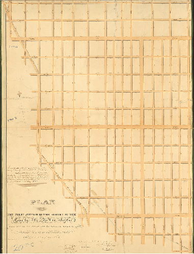 Plan, Plan of the First Section of the survey of the Township of the Northern Liberties, agreeably to an Act of the General Assembly of the Commonwealth of Pennsylvania, passed the third day of May A.D. 1832. Drawn by R. M. Sexton, surveyed and returned August 10th, 1839, by John Foulkrod, R. M. Sexton.