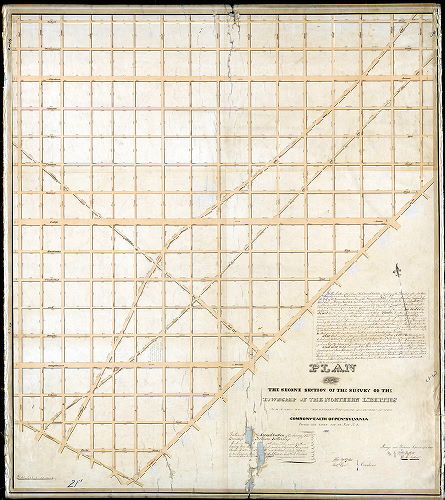 Plan (alternate image), Plan of the Second Section of the survey of the Township of the Northern Liberties, agreeably to an Act of the General Assembly of the Commonwealth of Pennsylvania, passed the third day of May A.D. 1832. Surveyed and returned September 17th, 1840, by John Foulkrod, R. M. Sexton. Filed September 18, 1840 [Note in pencil: "See revised plan," probably 021-2_HP]