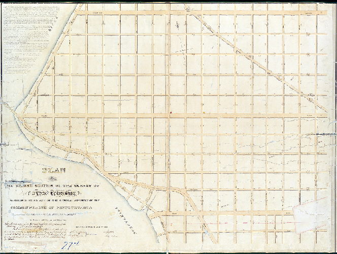 Plan (alternate image), Plan of the Second Section of the survey of Penn Township, agreeably to an Act of the General Assembly of the Commonwealth of Pennsylvania, passed the third day of May anno Domini One thousand eight hundred and thirty-two. Surveyed and returned Jan. 2nd 1838, Joseph Fox, Philip M. Price.