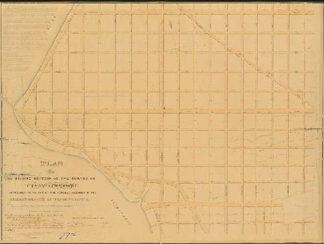 Plan, Plan of the Second Section of the survey of Penn Township, agreeably to an Act of the General Assembly of the Commonwealth of Pennsylvania, passed the third day of May anno Domini One thousand eight hundred and thirty-two. Surveyed and returned Jan. 2nd 1838, Joseph Fox, Philip M. Price.
