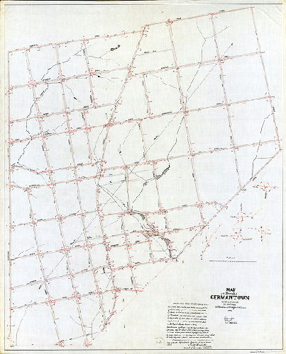 Plan, Map of the Borough of Germantown compiled by order of Councils from actual surveys by J. C. Trautwine and S. W. Mifflin, Civil Engineers, 1849. Drawn by A. H. Reitz.