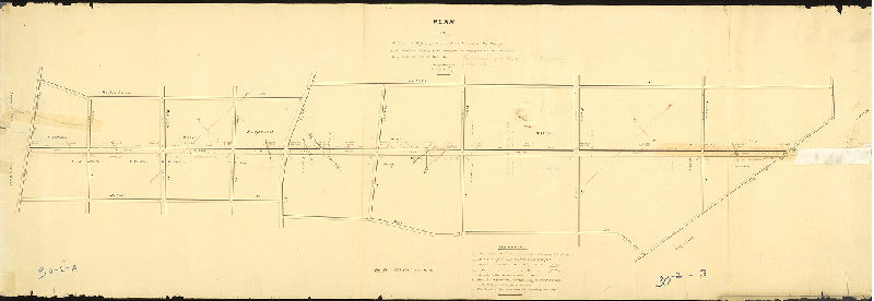Plan, Plan of a proposed eighty feet wide street located in the Borough of Germantown by order of the Town Council July the 17th, 18th, 21st & 22nd 1851. By Joseph King, Jr., Borough Surveyor
