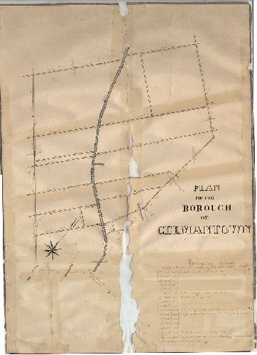 Plan, Plan of the Borough of Germantown, surveyed March 1839 by J. King and C. E. Wister