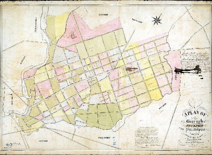 Plan, A plan of the Borough of Frankford, Philadelphia County, from actual survey in accordance with an Act of Assembly passed April 5, 1841. Surveyed and drawn by Isaac Shallcross. [Adopted by Council and inhabitants of Frankford, 5 April 1847; confirmed Nov. 13, 1847]