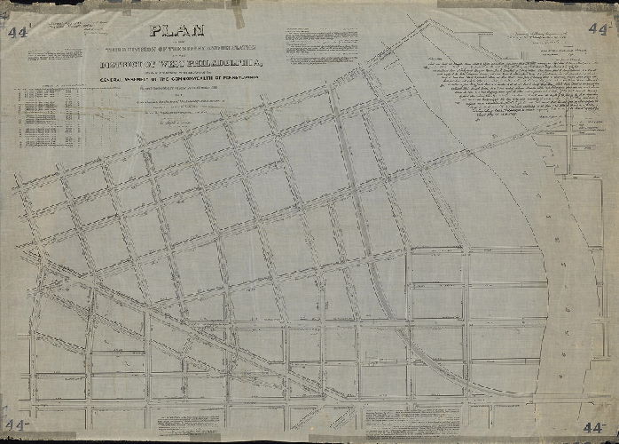 Plan, Plan of the Third Division of the survey and regulation of the District of West Philadelphia. [Tracing made in 1888, of original plan from 1852. Original plan not found.] 