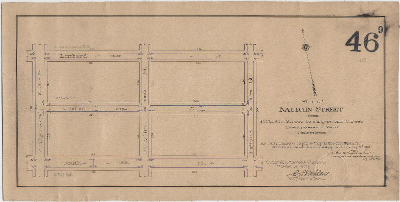 Plan, Plan of Naudain Street from Fiftieth Street to Fifty-second Street, Twenty-seventh Ward, Philadelphia. [Ordinance July 9, 1892; surveyed July 15, 1892; confirmed Nov. 1, 1897]