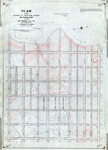 Plan, Plan of the revision of lines and grades on Plan No. 47. in the 27th Ward, Phila. Pa. [Ordinance April 7, 1893; survey returned and confirmed April 5, 1897]
