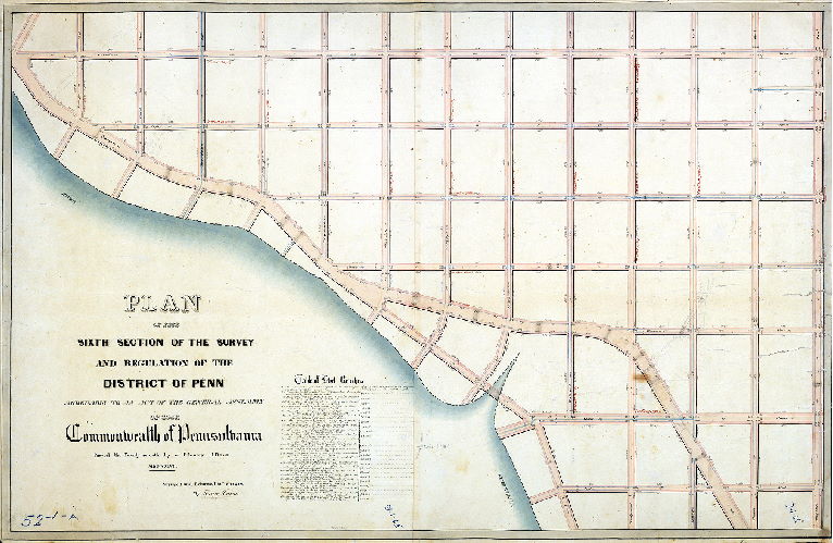 Plan (alternate image), Plan of the Sixth Division of the survey and regulation of the District of Penn, agreeably to an Act of the General Assembly of the Commonwealth of Pennsylvania passed the twenty-seventh day of February A.D. 1847 MDCCCXLVII. Surveyed and returned 12th Mo. 1848 by Henry Haines