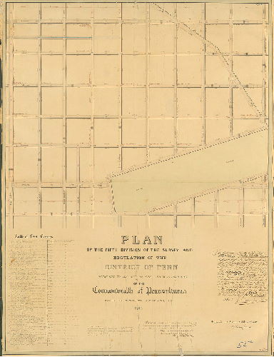 Plan, Plan of the Third Division of the survey and regulation of the District of Penn, agreeably to an Act of the General Assembly of the Commonwealth of Pennsylvania passed the nineteenth day of April A.D. 1843. Surveyed and returned May 17th 1847 by Henry Haines