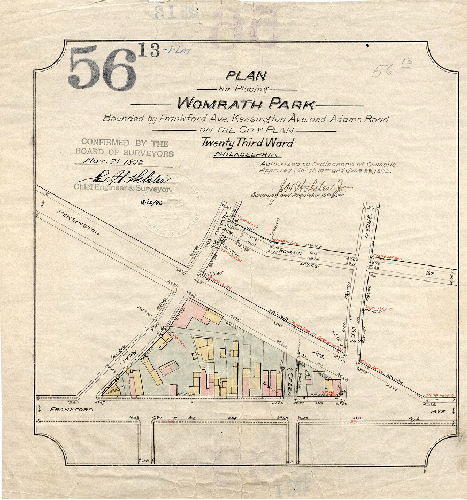 Plan, Plan for placing Womrath Park … on the City Plan, Twenty-third Ward, Philadelphia [Ordinances March 10 and June 22, 1892; confirmed Nov. 21, 1892]