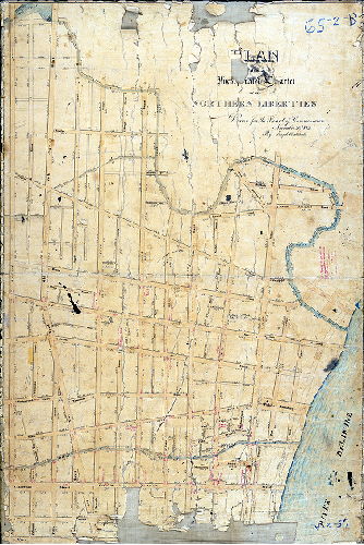 Plan (alternate image), Plan of the incorporated District of the Northern Liberties drawn for the Board of Commissioners November 30th, 1824, by Joseph H. Siddall.