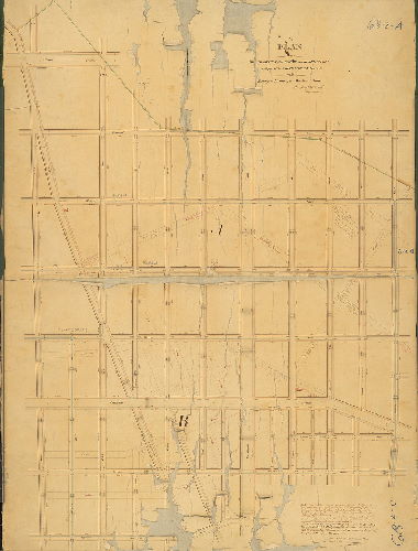 Plan, Plan of the Fourth Division of the survey and regulation (and part of the Third Division revised) of the Kensington District of the Northern Liberties. By Joseph H. Siddall May 2, 1836. Revised with the Supplementary Plan, March 5th, 1844. B. Moore