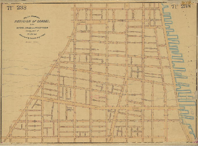 Plan, Plan showing revision of grades in the Second, Third and Fourth Wards, being part of Plan 99, authorised by Councils July 5th, 1877