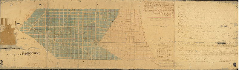 Plan, Plan of Southwark, Moyamensing and Passyunk extending from the Delaware to the Schuylkill River and from South Street to the Canal, exhibiting the grades and watercourses in each district [Title from 199-z_HP, which is identical and more complete]