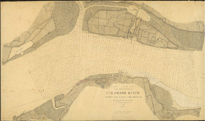 Plan, Delaware River between League Island and Red Bank. Topography by R. M. Bache, Assistant, C. McKibbin Craig, Foreman, 1878. U.S. Coast and Geodetic Survey, Carlile P. Patterson, Superintendent