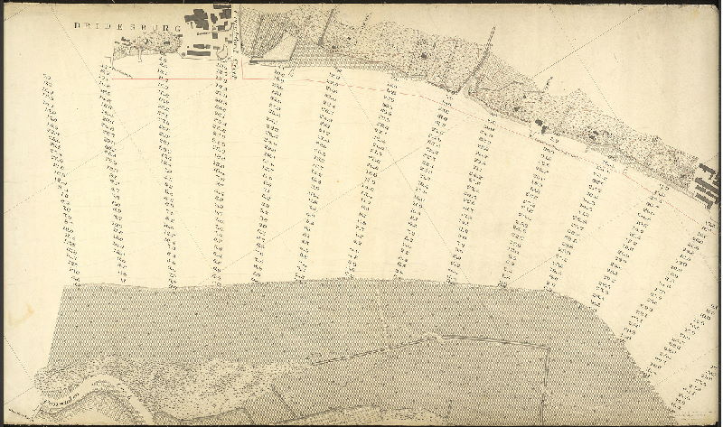 Plan (alternate image), [No title. Delaware River front, New Jersey and Pennsylvania sides of river, with soundings and detailed delineation of topography, vegetation and structures.073-u, v, w and x are contiguous and cover from Bridesburg to Poquessing Creek; 073-y_HP shows detailed drawings of riverfront locations. These hand-drawn plans were used as the basis of subsequent USCGS lithographs of the city waterfront.]