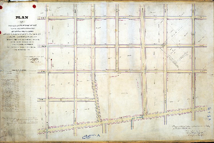 Plan (alternate image), Plan of the Eleventh Division of the survey and regulation of the District of Spring Garden, agreeably to an Act of the General Assembly of the Commonwealth of Pennsylvania passed the twenty second day of March anno Domini One thousand eight hundred and thirteen, and a supplement thereto passed the second day of March A.D. One thousand eight hundred and twenty seven. Surveyed and returned Nov. 22nd 1834 by Joseph Fox, Philip M. Price. [Attachment: Quarter Sessions Court confirmation certificate]