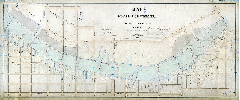 Plan, Map of the River Schuylkill from Fairmount to South St. exhibiting the revised wharf lines established by authority of Act of Assembly, April 9, 1867, and resolution of Councils, June 1, 1867