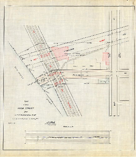 Plan (alternate image), Plan showing Wood Street from 24th St. to Schuylkill River as proposed to be placed on the City Plan.