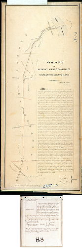 Plan, Draft of Belmont Avenue continued or Manayunk State-Road [Attachment: Certificate recording swearing in of three road commissioners, Joseph Fox, Paul Jones and Algernon Roberts]