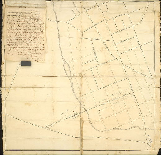 Plan, Plan for road from Main St. in Frankford to Bridesburg. [The road, Harrison Street, was confirmed in 1847.]
