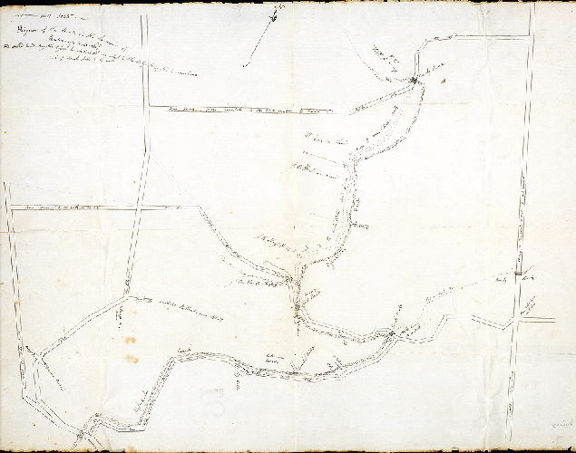 Plan (alternate image), Diagram of the roads in the lower end of the Roxborough Township. The dotted road along the Wissahickon Creek is the one which is the subject of the remonstrance. Scale of twenty poles to the inch.