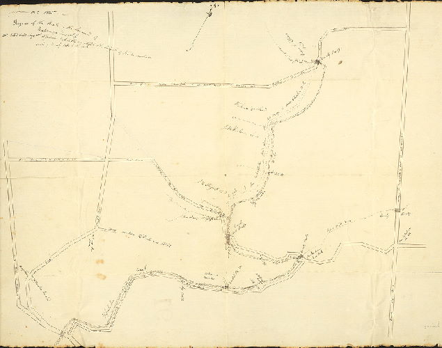 Plan, Diagram of the roads in the lower end of the Roxborough Township. The dotted road along the Wissahickon Creek is the one which is the subject of the remonstrance. Scale of twenty poles to the inch.