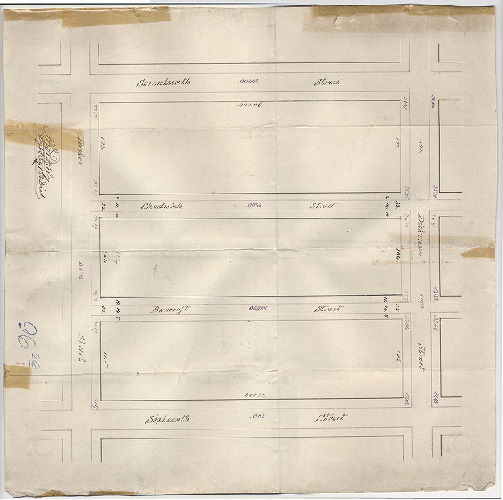 Plan, [Handwritten title on reverse: "Bancroft and Chadwick Sts., Dickinson to Tasker St. Ordinance June 29, 1883; confirmed August 4, 1884]