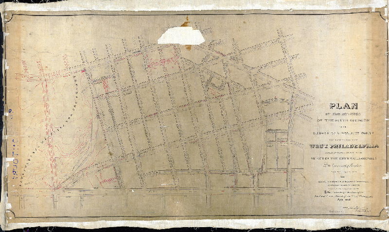 Plan, Plan of the revision of the Sixth Division of the survey and regulation of the late District of West Philadelphia [Act of Assembly May 1, 1852; resolution, Board of Commissioners, West Philadelphia, Oct. 13, 1852; revision authorized by resolution of Councils, date not given; confirmed March 1, 1875]