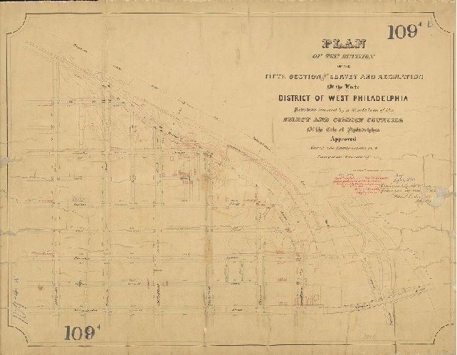 Plan, Plan of the revision of the Fifth Section of the survey and regulation of the late District of West Philadelphia. Revision directed by a resolution of the Select and Common Councils of the City of Philadelphia approved March the twenty-second 1880 [Confirmed Sept. 6, 1880] 
