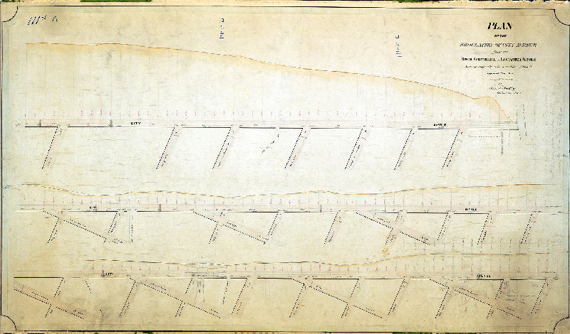 Plan (alternate image), Plan of the regulation of City Avenue from the River Schuylkill to Lancaster Avenue, made in conformity with a resolution of Councils approved May 4th 1857. [Survey returned Dec. 6, 1858; not confirmed]