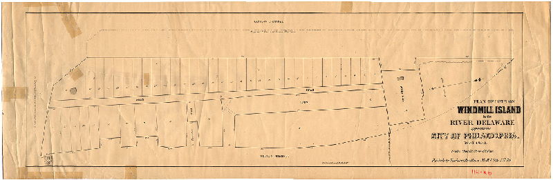 Plan, Plan of lots on Windmill Island in the River Delaware opposite the City of Philadelphia Decr. 1870. For sale by Tatham Brothers, No. 226 Sth. 5th Str. the Duval Steam Lith. Co. Philadelphia
