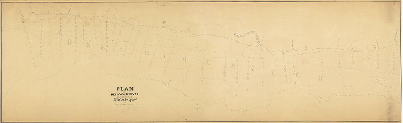 Plan, Plan of Delaware River fronting on the City of Philadelphia from the mouth of Frankford to Poquestion [Poquessing] Creek. Surveyed by Isaac Shallcross, 1856. 