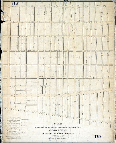 Plan (alternate image), Plan of revision of the survey and regulation of the Second Section of the Seventh Survey District, Twentieth Ward, City of Philadelphia. 