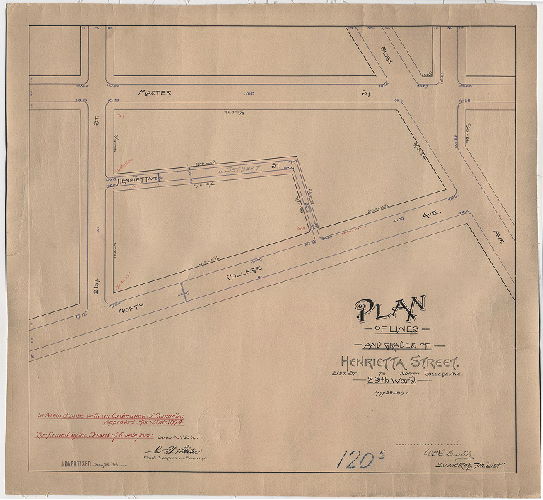 Plan, Plan of lines and grades of Henrietta Street, 21st St. to North College Ave. 29th Ward. [Ordinance March 30, 1894; confirmed June 4, 1894]