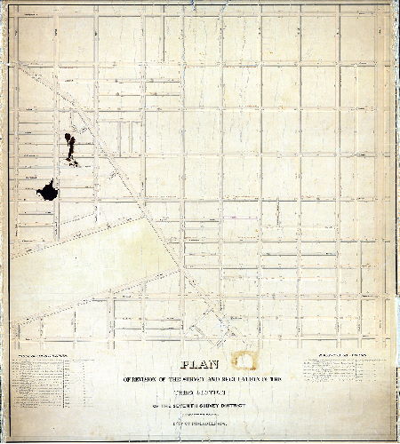 Plan (alternate image), Plan of the revision of the survey and regulation of the Third Section of the Seventh Survey District, Twentieth Ward, Philadelphia. 