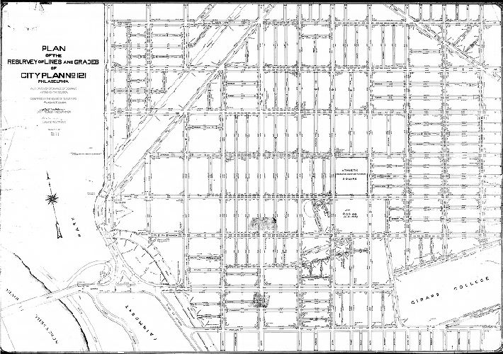 Plan, Plan of the resurvey of lines and grades of City Plan No. 121, Philadelphia. [Ordinance May 25, 1904; confirmed Aug. 30. 1915] 