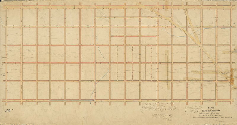 Plan, Plan of the Seventh Section of the survey and regulation of the Twenty-first Ward of the City of Philadelphia. [Ordinance Aug. 15, 1855; approved April 11, 1859; confirmed by Court July 2, 1859]