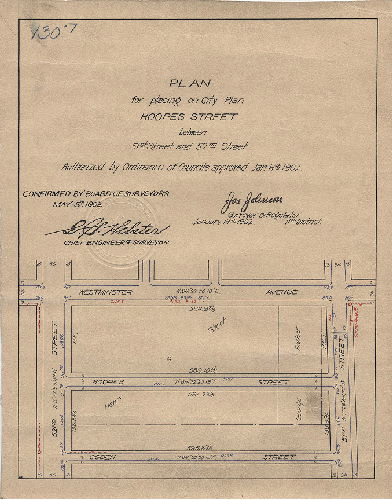 Plan, Plan for placing on City Plan Hoopes Street between 51st Street and 52nd Street [Ordinance Jan. 4, 1902; confirmed May 5, 1902] 