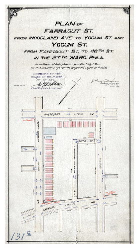 Plan, Plan of Farragut St. from Woodland Ave. to Yocum St. and Yocum St. from Farragut St. to 46th St. in the 27th Ward, Phila. [Ordinance April 13,1896; confirmed July 6, 1896]